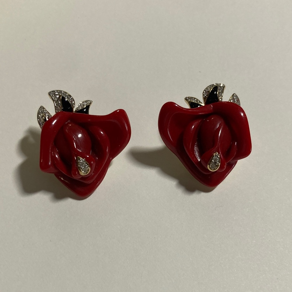 Elegant Red Rose KJL Earrings